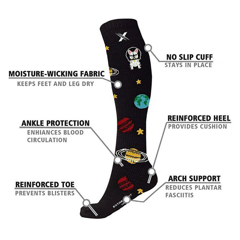 Dogs on the Moon Compression Socks